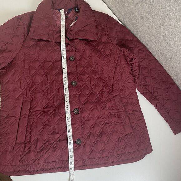 Lands End Womens Primaloft Packable‎ Jacket Size 18 Burgundy Quilted Barn New - Picture 7 of 16